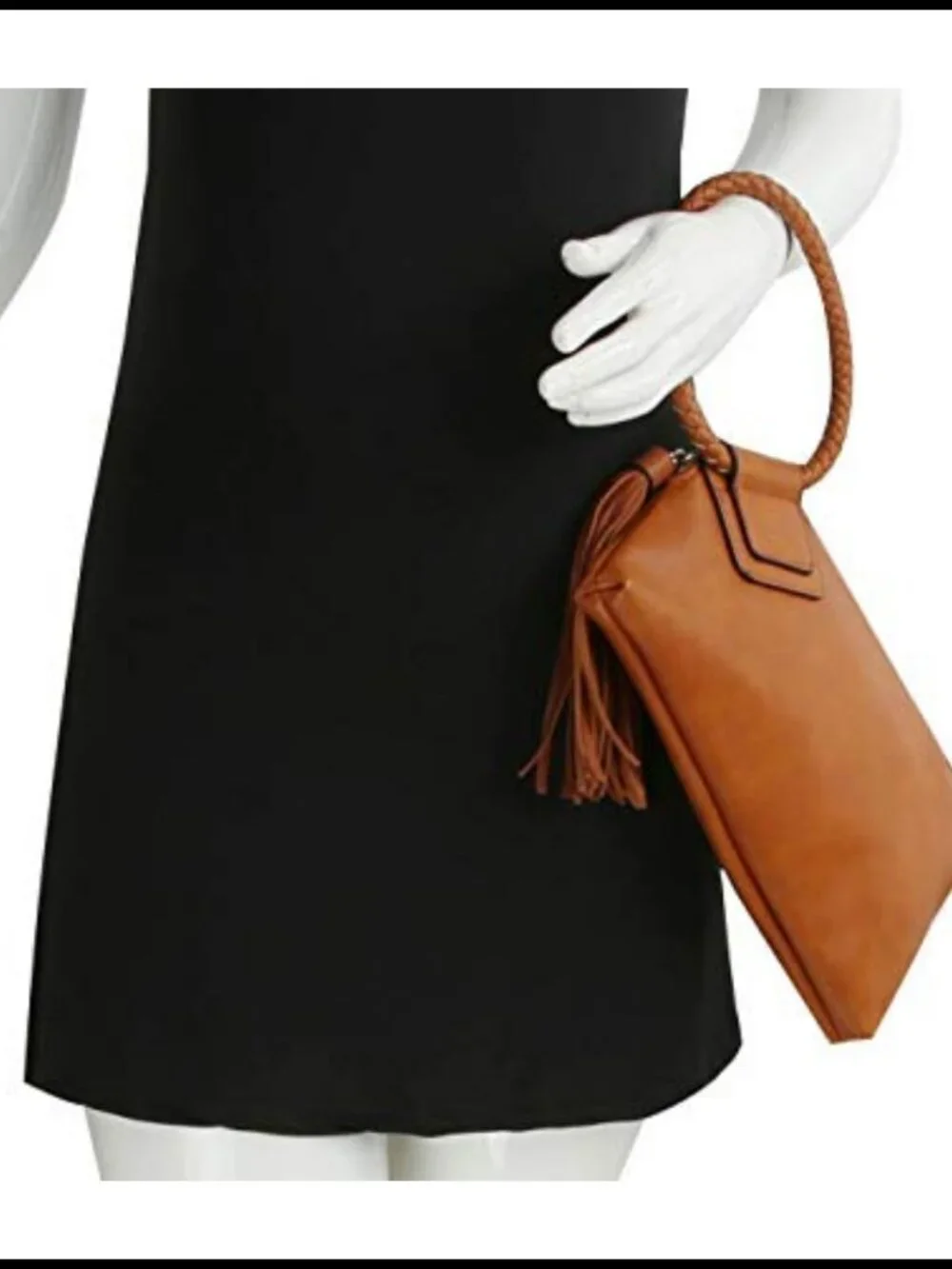 Vegan Faux Leather Clutch Wristlet Wallet Evening Bag with Hand Strap